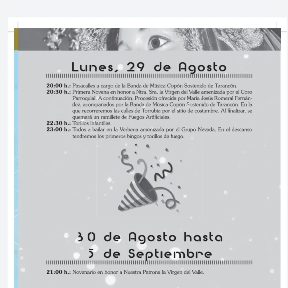 Programa de Fiestas Virgen del Valle 2022