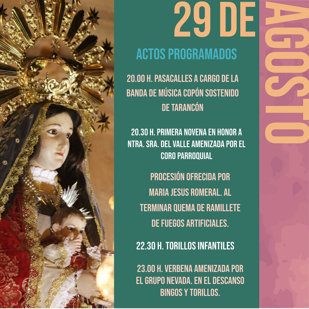 Programa de actos 29 de agosto - Virgen del Valle 2022